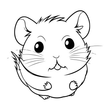 Hamster. Çocuklar için boyama kitabı. Çizgi film tarzı. Vektör illüstrasyonu.