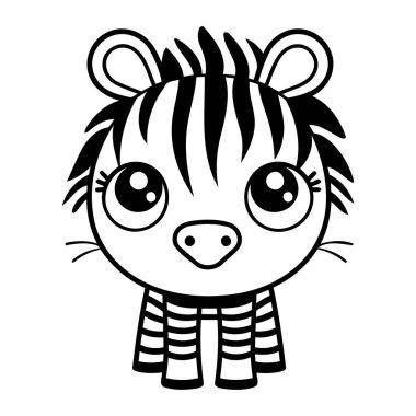 Küçük şirin zebra karakter vektör çizim vektörü çizim tasarımı