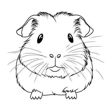 Hamster. Beyaz arkaplanda izole edilmiş siyah ve beyaz vektör çizimi.