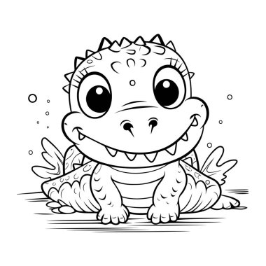 Şirin bebek dinozor. Vektör çizimi. Çocuklar için boyama kitabı.