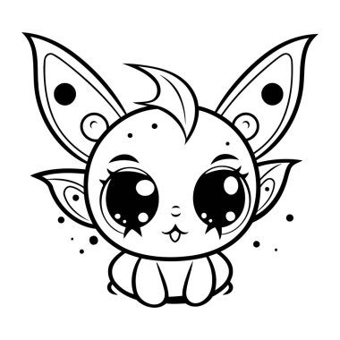 Sevimli küçük tavşan. Boyama kitabı için vektör illüstrasyonu. Siyah ve beyaz