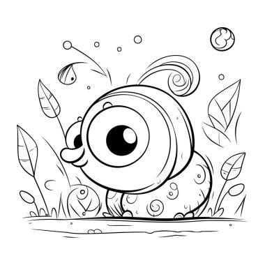 Çocuklar için boyama kitabı. Bahçedeki salyangoz. Vektör illüstrasyonu