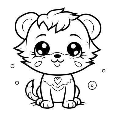 Çocuklar için boyama kitabı. Kalbi olan sevimli çizgi film hamsterı.