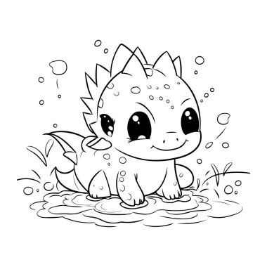 Şirin bebek dinozor. Boyama kitabı için vektör illüstrasyonu. Renk sayfası