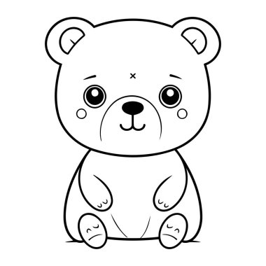 Beyaz arka planda izole edilmiş şirin çizgi film ayısı. Boyama kitabı için Vektör illüstrasyonu.