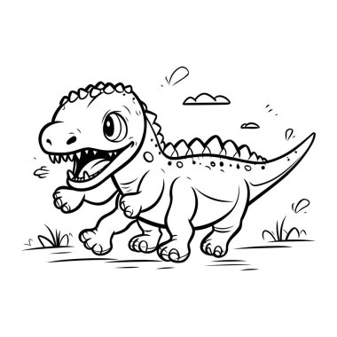 Dinozor karikatür vektör çizimi. Şirin Stegosaurus karalaması.