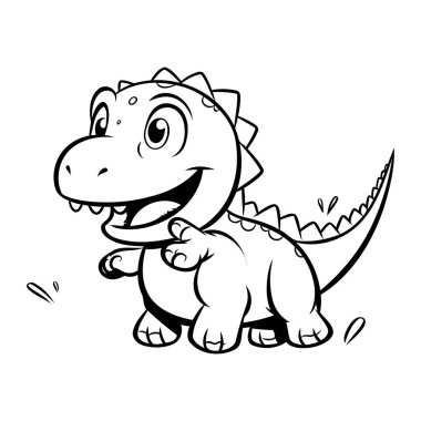 Şirin Dinozor Çizgi Filmi Vektör İllüstrasyonu. Beyaz Arkaplanda İzole Edilmiş