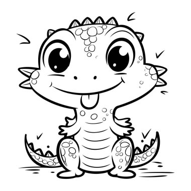 Tatlı Bebek Kertenkele Hayvan Boyama Kitabı 'nın Siyah ve Beyaz Çizgi Filmleri