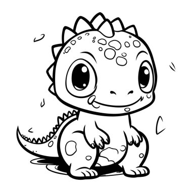 Şirin Çizgi Film Dinozor Vektör İllüstrasyonu. Çocuklar için boyama kitabı