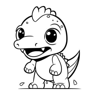 Şirin Dinozor Çizgi Film Maskotu Karakteri. Vektör İllüstrasyonu.