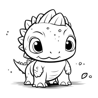Şirin bir karikatür dinozor. Boyama kitabı veya sayfa için vektör illüstrasyonu.