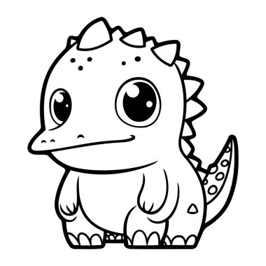Şirin bir karikatür dinozor. Çocuklar için boyama kitabı için Vektör illüstrasyonu.