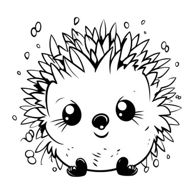 Şirin küçük kirpi. El çizimi vektör çizimi beyaz arkaplanda izole edildi.