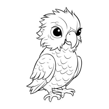 Renklendirme Kitabı için Siyah ve Beyaz Çizgi Roman: Şirin Papağan Kuşu