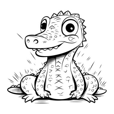 Tatlı Çizgi Roman Timsahı. Boyama kitabı için Vektör illüstrasyonu.