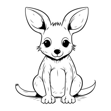 Denizde bir penguen. Siyah ve beyaz vektör çizimi.