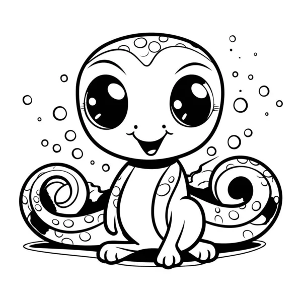 Leuke Cartoon Octopus Vector Illustratie Geïsoleerd Witte Achtergrond — Stockvector