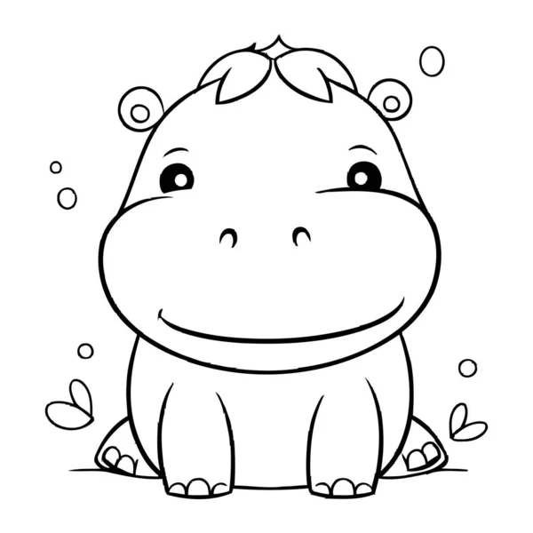 Coloring Book Children Hippopotamus Vector Illustration — Stock Vector