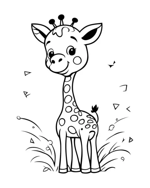 Coloring Book Children Cute Giraffe Vector Illustration — Stock Vector