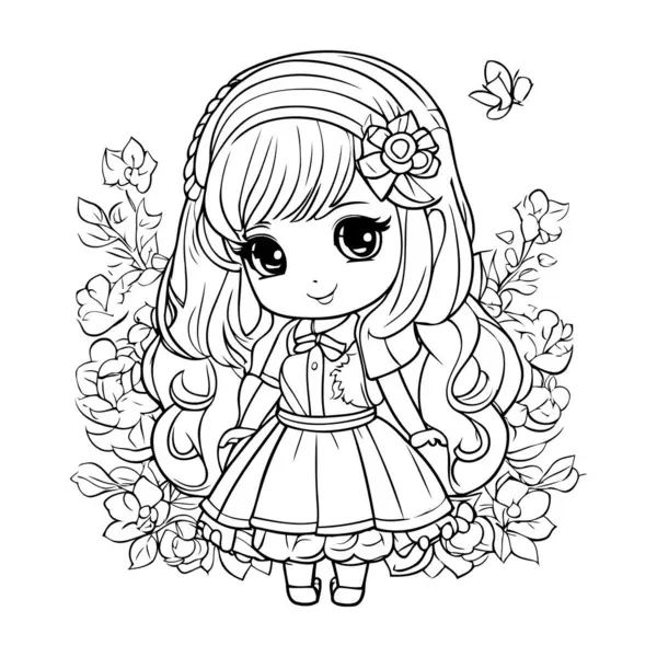 Premium Vector  Cute girls coloring pages for kids cartoon girl
