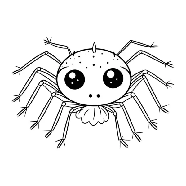 Cute Spider Insect Cartoon Vector Illustration Graphic Design Black White — Stock Vector