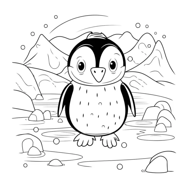 Pingvintecknad Film Målarbok För Barn Vektorillustration — Stock vektor