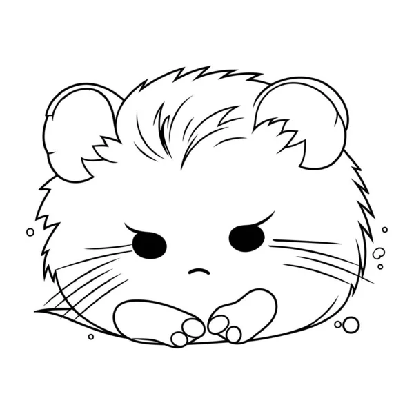 Hamster Bonito Com Olhos Fechados Ilustração Vetorial Para Livro Colorir — Vetor de Stock