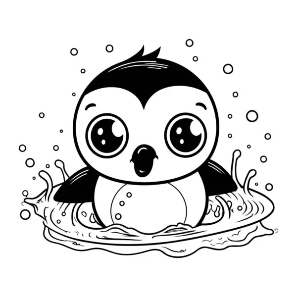 Lindo Pingüino Agua Con Burbujas Vector Ilustración Diseño Gráfico — Vector de stock
