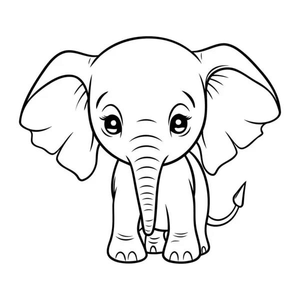 Coloring Page Outline Cartoon Elephant Vector Illustration Children — Stock Vector