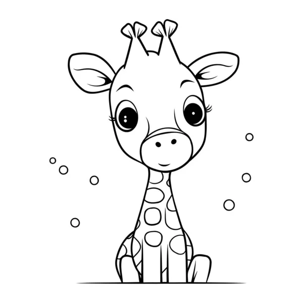 Słodka Żyrafa Kreskówki Ilustracja Wektora Kolorowanki Dla Dzieci — Wektor stockowy