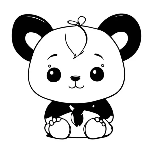 Lindo Panda Bebé Kawaii Carácter Icono Vector Ilustración Diseño — Vector de stock
