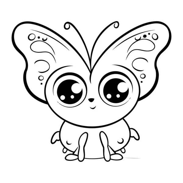 Cute Cartoon Butterfly Coloring Book Children Vector Illustration — Stock Vector