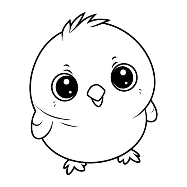Schwarz Weiße Cartoon Illustration Des Niedlichen Kleinen Vogels Tierfigur — Stockvektor