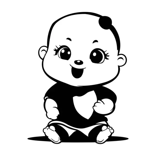 Nettes Baby Junge Karikatur Isoliert Auf Weißem Hintergrund Vektorillustration — Stockvektor