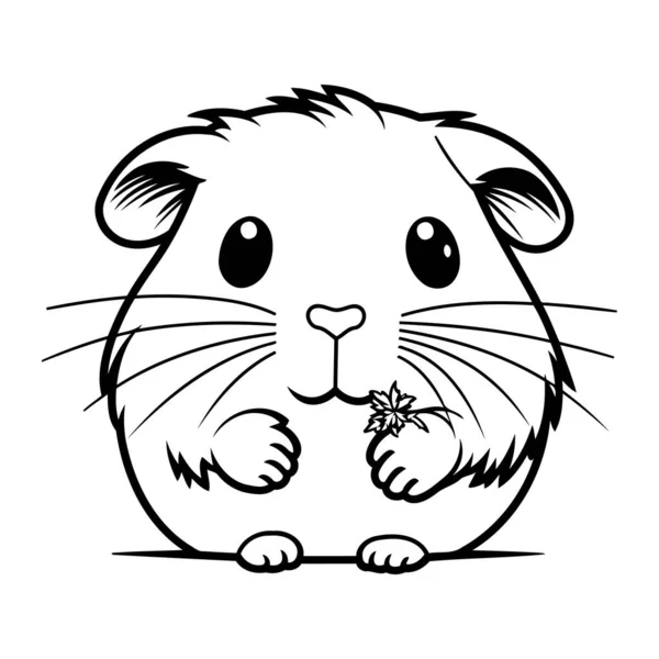 Hamster Schwarz Weiße Vektorillustration Für Malbuch Oder Seite — Stockvektor
