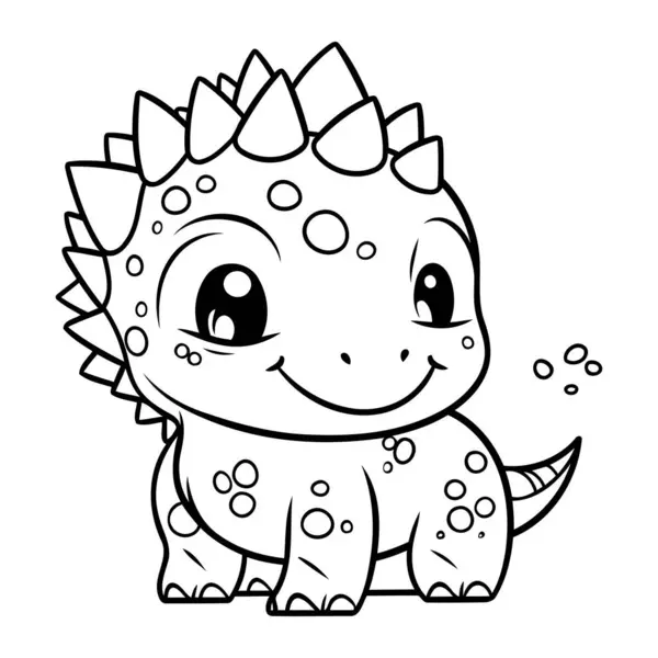 Cute Baby Dinosaur Vector Illustration Coloring Book Cartoon Style — Stock Vector