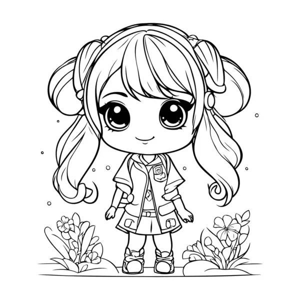 Cute Girls Coloring Pages for kids 17043494 Vector Art at Vecteezy