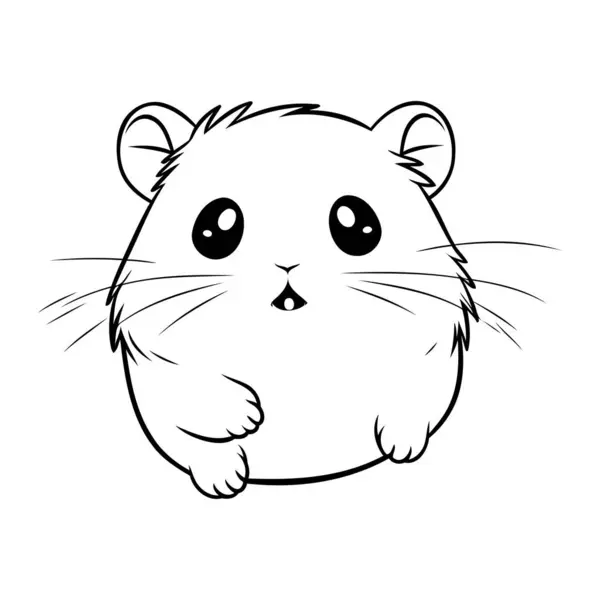 Hamster Black White Outline Vector Illustration Isolated White ...