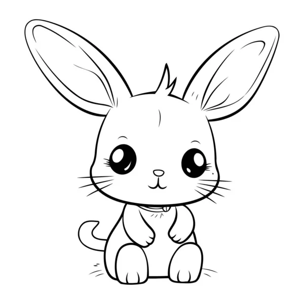 Cute Cartoon Bunny Bow Tie Vector Illustration Coloring Book — Stock Vector