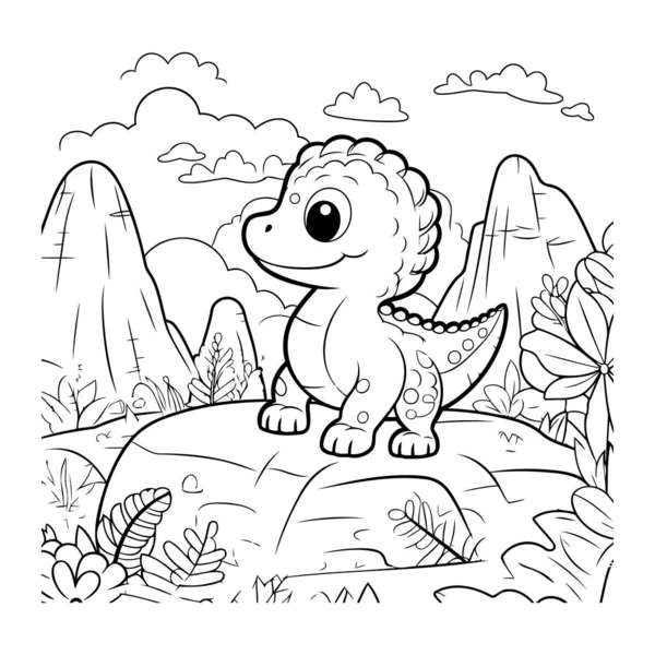 Malvorlagen Umriss Von Cartoon Dinosaurier Vektorillustration — Stockvektor