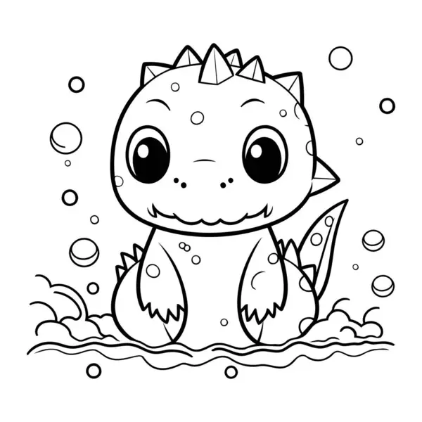 Coloring Pages Children Cute Dinosaur Vector Illustration — Stock Vector