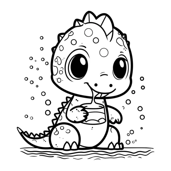 Cute Baby Crocodile Coloring Book Children Vector Illustration — Stock Vector
