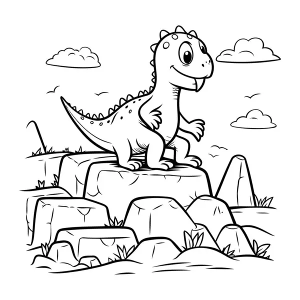 Niedliche Dinosaurier Cartoon Mascot Charakter Vektorillustration — Stockvektor