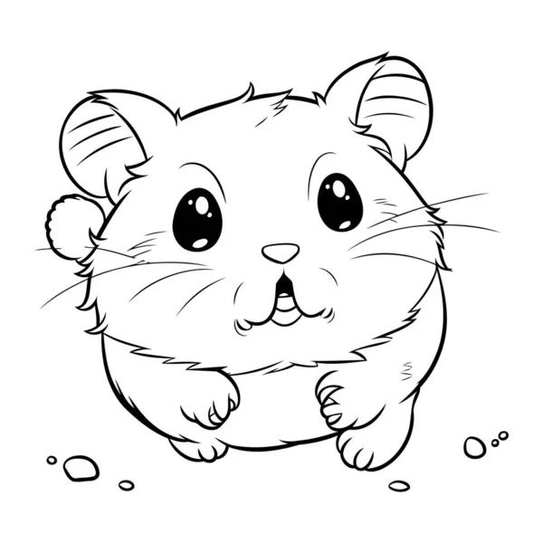 Zwart Witte Cartoon Hamster Vector Illustratie Voor Kleurboek — Stockvector