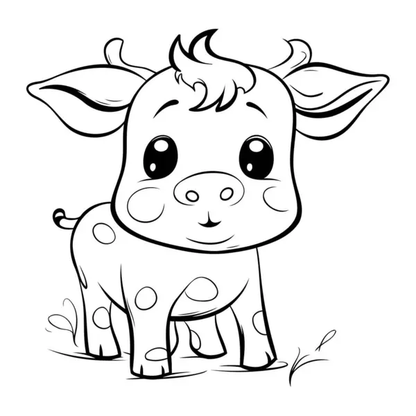 Czarno Białe Kreskówki Ilustracja Cute Little Pig Animal Kolorowanki — Wektor stockowy