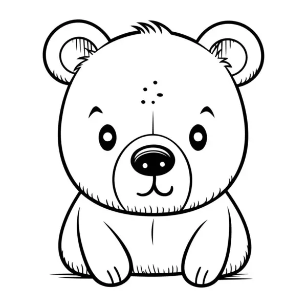小熊动物角色着色书的黑白卡通图解 — 图库矢量图片