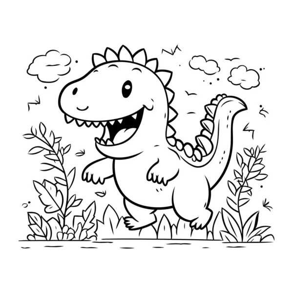 庭に恐竜がいる ベクトルイラスト 子供のための絵本 — ストックベクタ