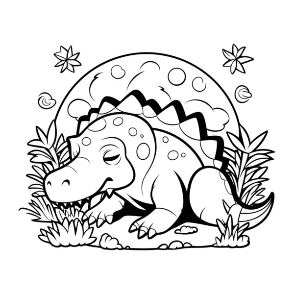 Dinosaur Coloring Page Adults Vector Illustration Coloring Book — Stock Vector