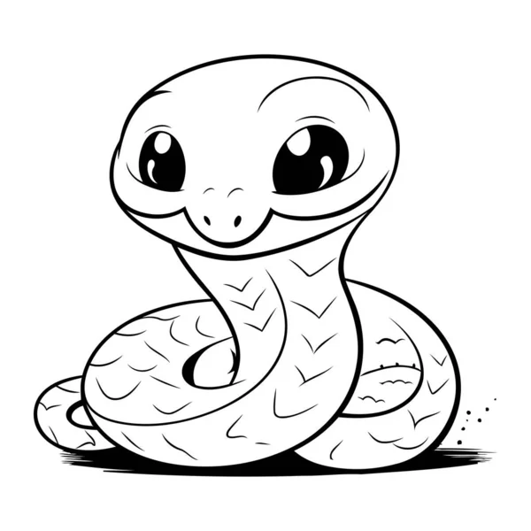 Cute Cartoon Snake Vector Illustration Coloring Book Page — Stock Vector