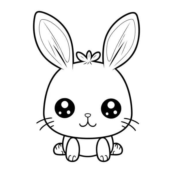 Niedlichen Kaninchen Tier Cartoon Vektor Illustration Grafik Design Schwarz Und — Stockvektor